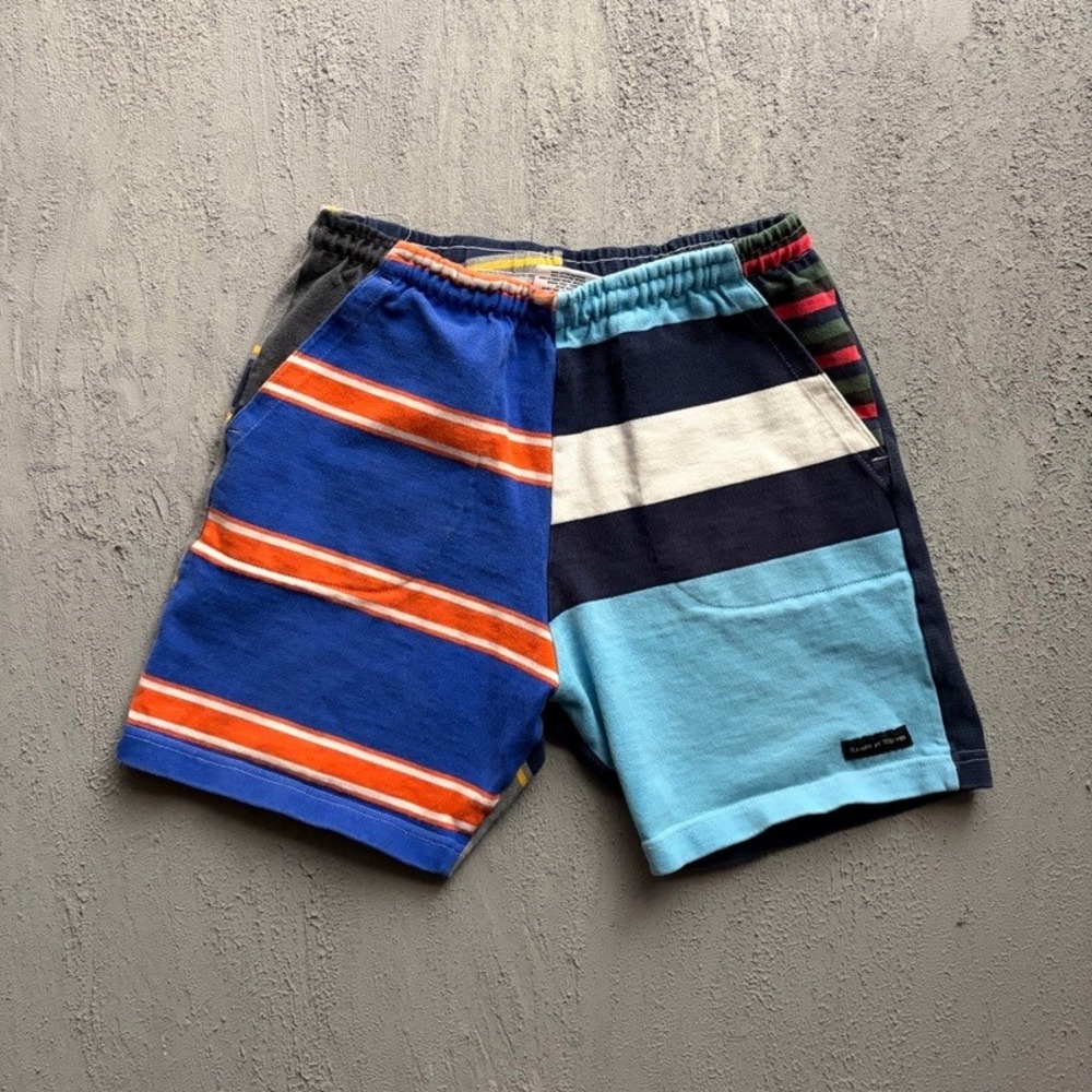 Raised By Wolves Barbarian Shorts Medium Multi Color Colorblock Striped Rugby